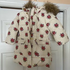 Floral, lined, hooded Gap coat, size 3. Worn once.